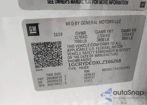 2020 Chevrolet Silverado 1500 4Wd Standard Bed Lt из США, поврежденный, VIN 1GCRYDEDXLZ166268